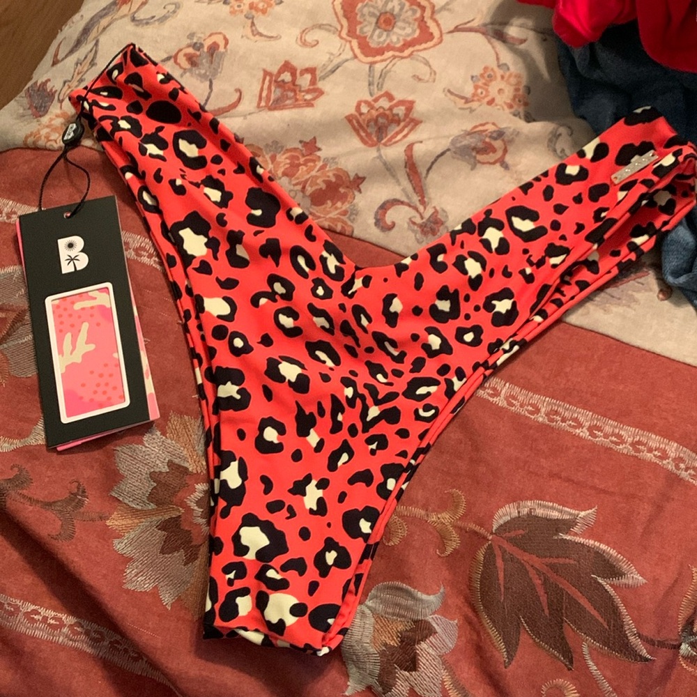 Blackbough Red Leopard Print Bikini Bottoms